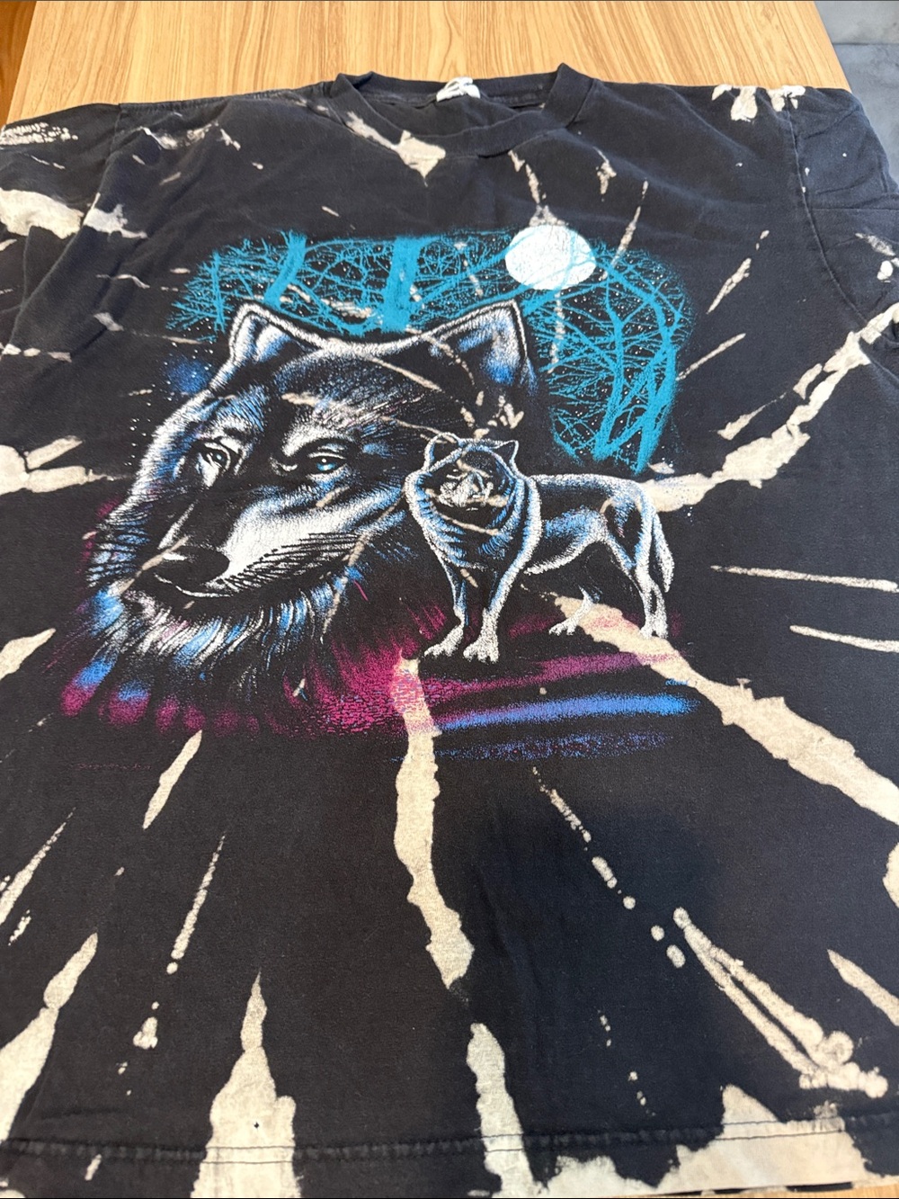 Black Tie-Dye Wolf Graphic Tee